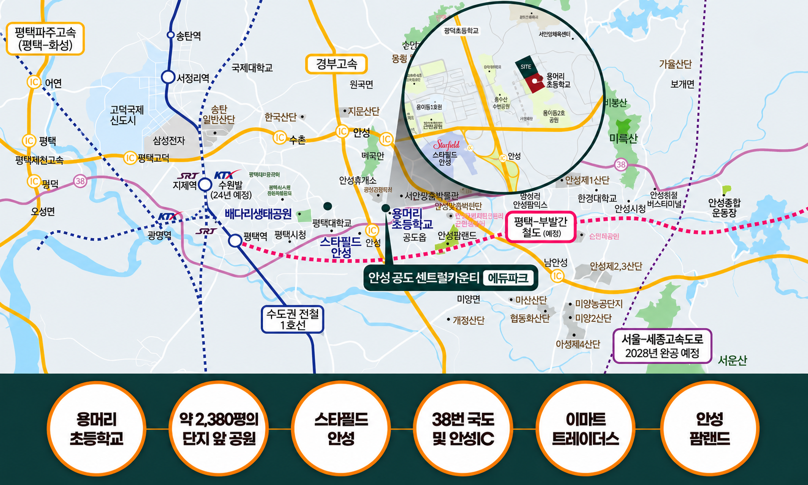 센트럴카운티 에듀파크 주변 교통과 생활환경 안내 지도